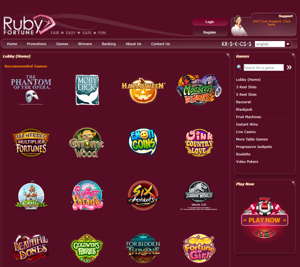 Ruby Fortune casino games