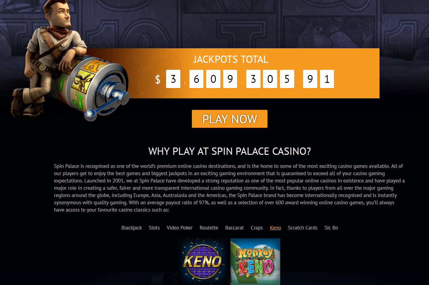 Spin Palace casino keno app