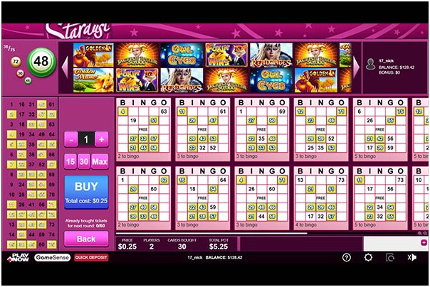 Stardust bingo room at Play Now Canada