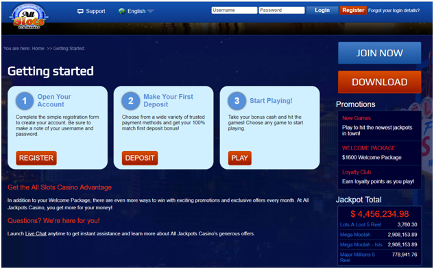 All Slots Casino how to get started
