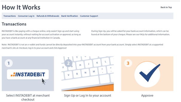 How to make CAD deposit with Instadebit