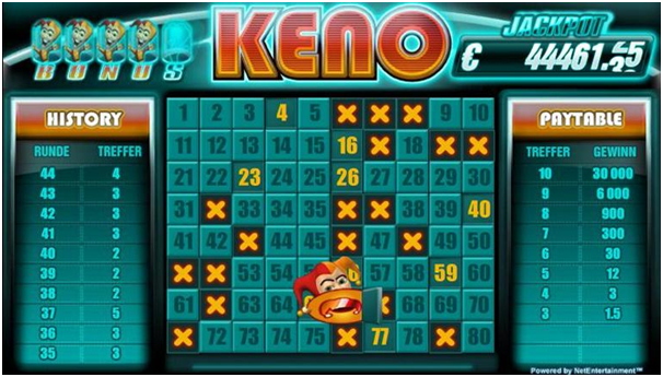 Type of bets at Keno games online casinos