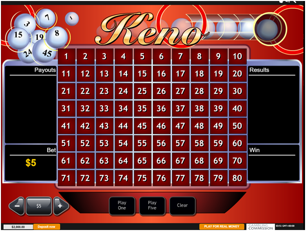 Keno Game at Casino Canada