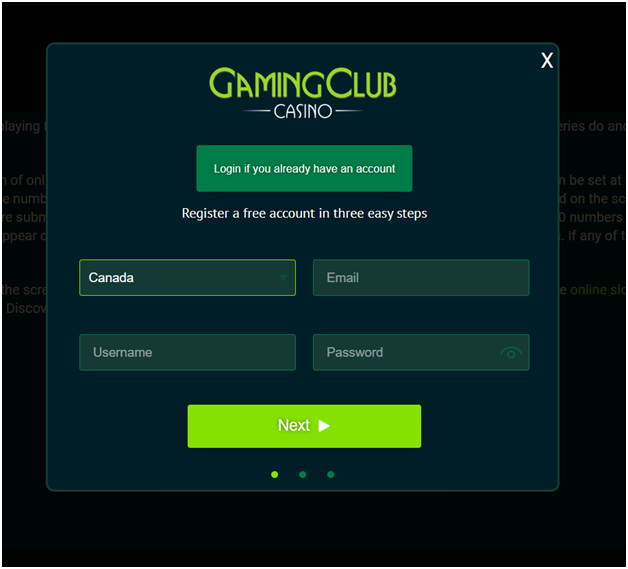 How to get started at Gaming club casino