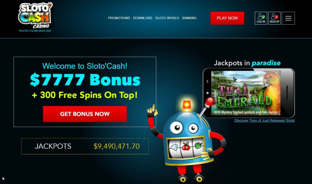 Sloto Cash Casino Canada 7777 Bonus plus 300 Free Spins