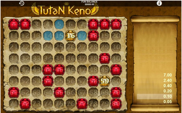 Tutan keno free game to play