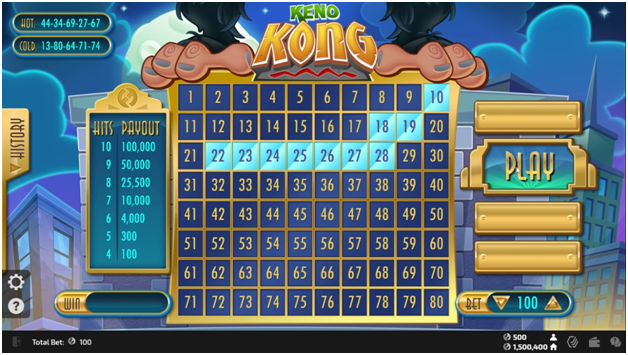 How to play Keno Kong with Bitcoins in Canada