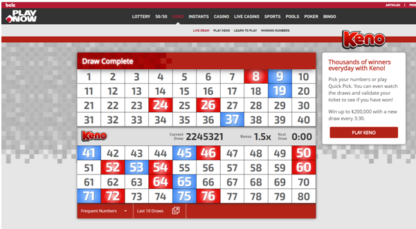 Play Now Canada play keno with Webcash deposits