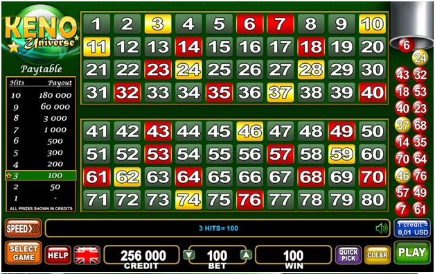How to play Keno Universe at online casino