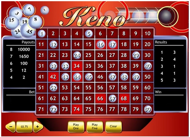 Top three Keno games at Casino.com Canada - Standard Keno