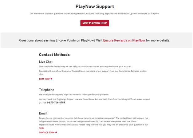 Play Now Casino SUpport