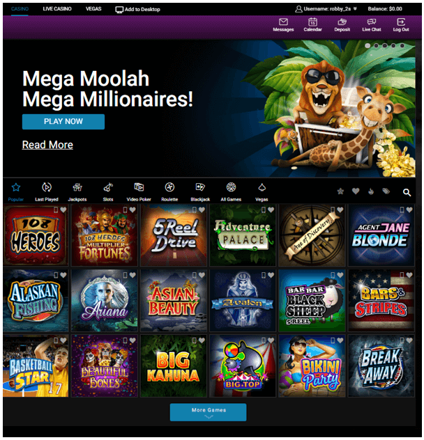 Variety of games at Canadian online casino