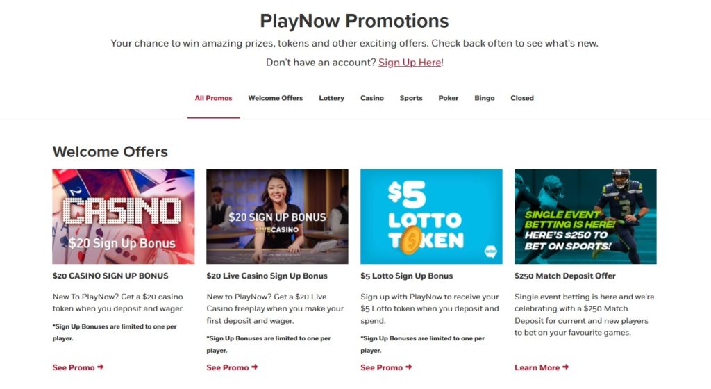 Play Now Casino Promotions